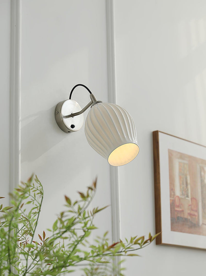 Ceramic Ribbed Wall Light 5.3"
