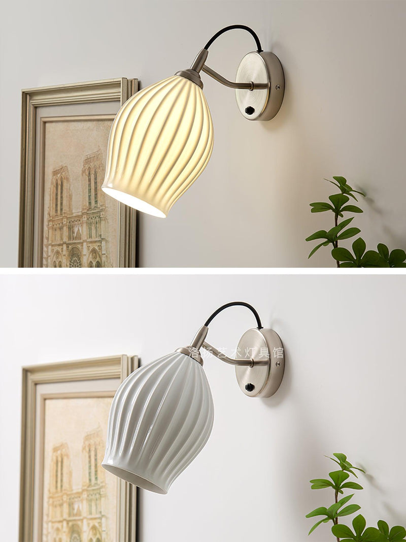 Ceramic Ribbed Wall Light 5.3"