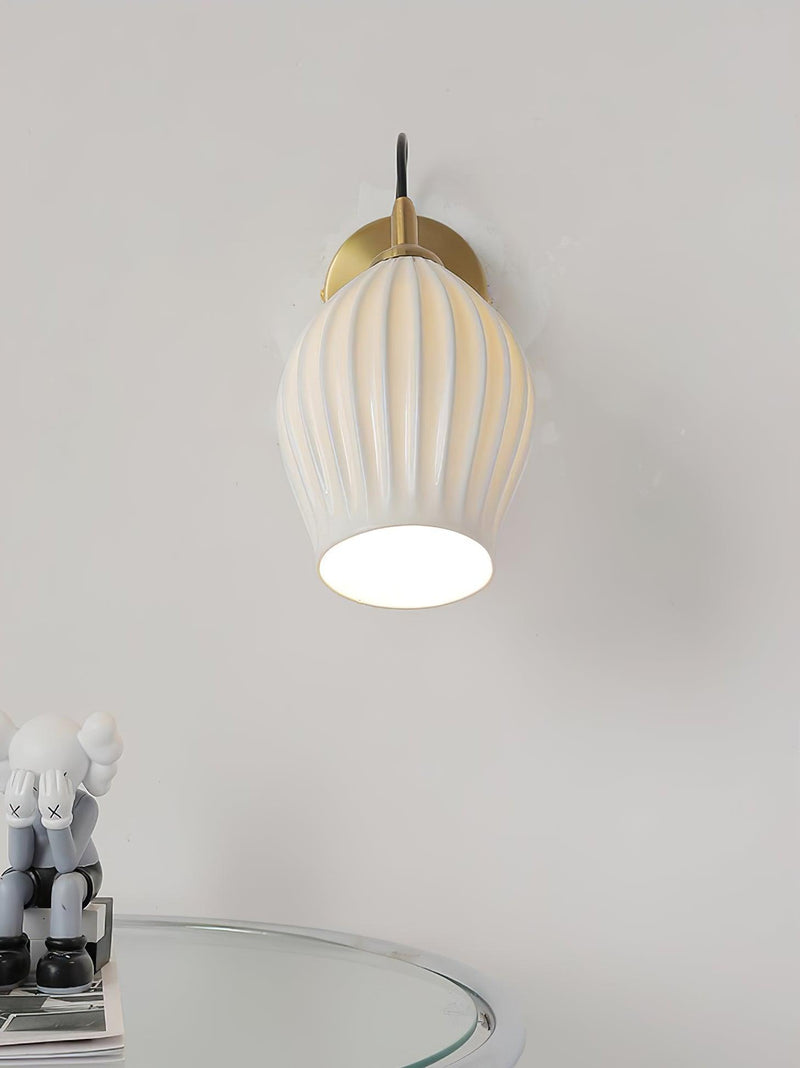 Ceramic Ribbed Wall Light 5.3"