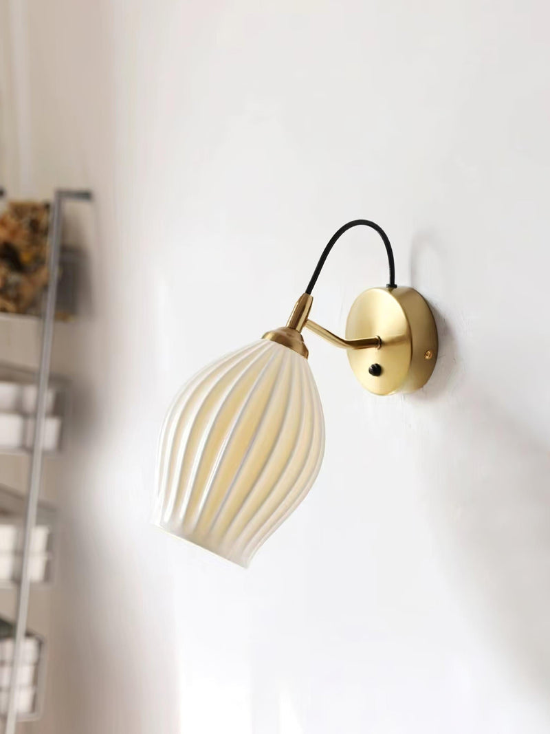 Ceramic Ribbed Wall Light 5.3"