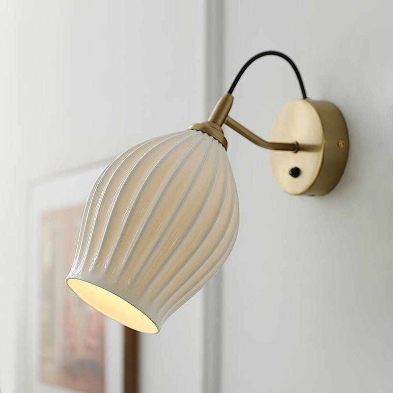 Ceramic Ribbed Wall Light 5.3"
