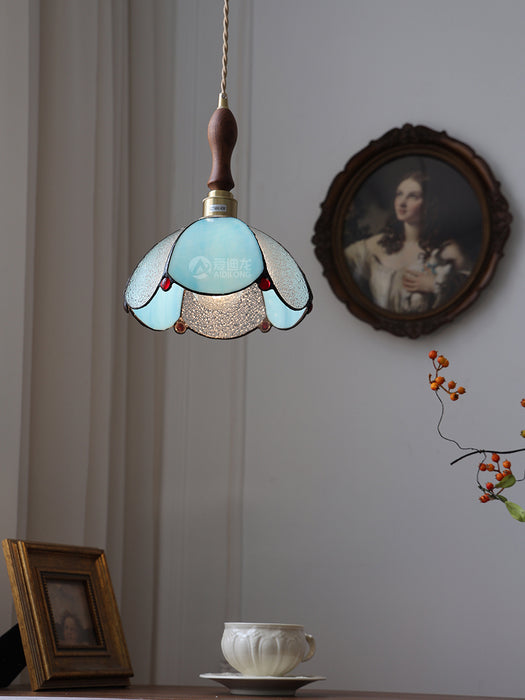 Lampe suspendue en verre teinté coloré