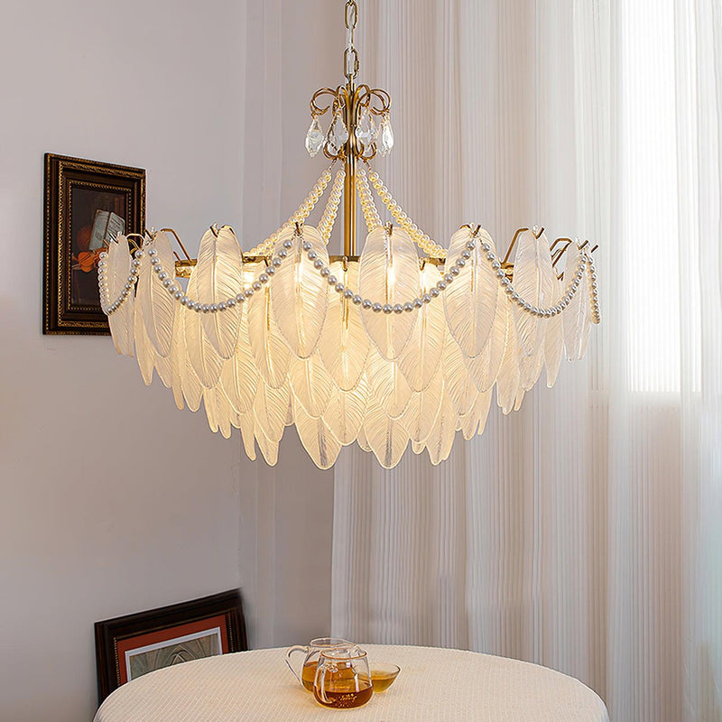 Contemporary Leaves Glass Chandelier