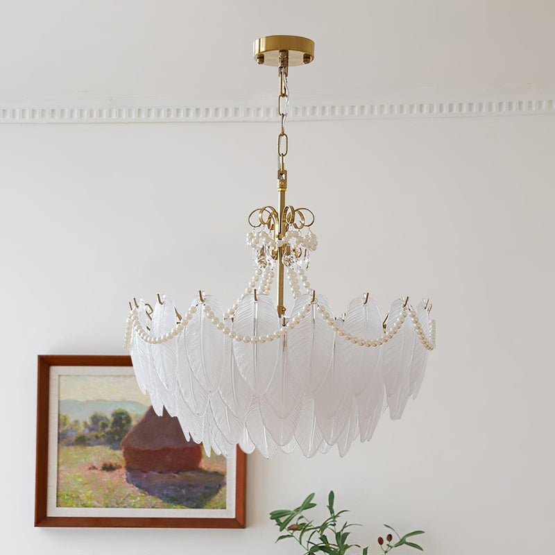 Contemporary Leaves Glass Chandelier
