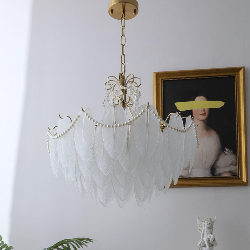Contemporary Leaves Glass Chandelier
