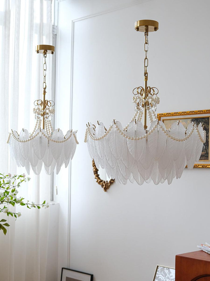 Contemporary Leaves Glass Chandelier