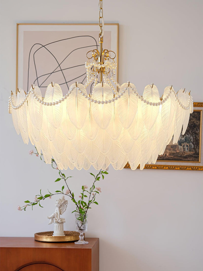 Contemporary Leaves Glass Chandelier