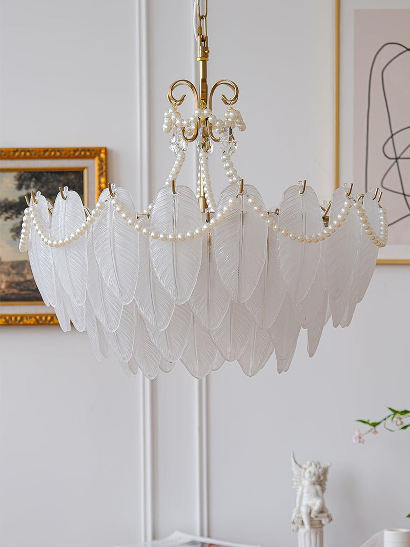 Contemporary Leaves Glass Chandelier