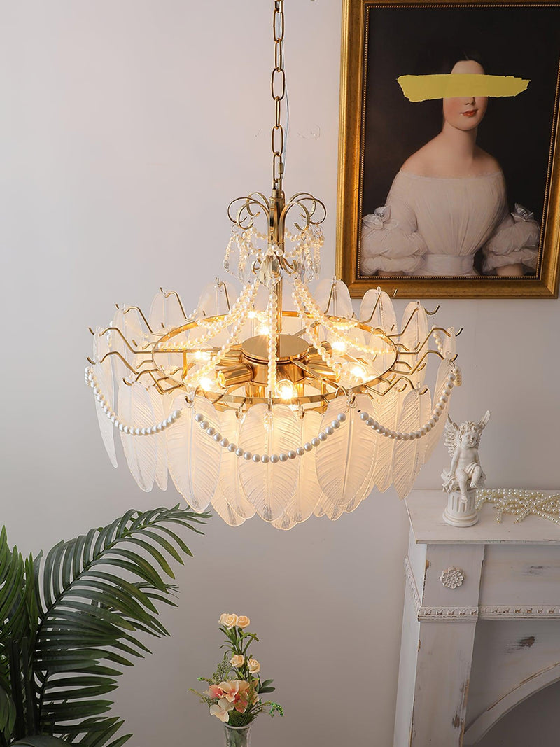 Contemporary Leaves Glass Chandelier