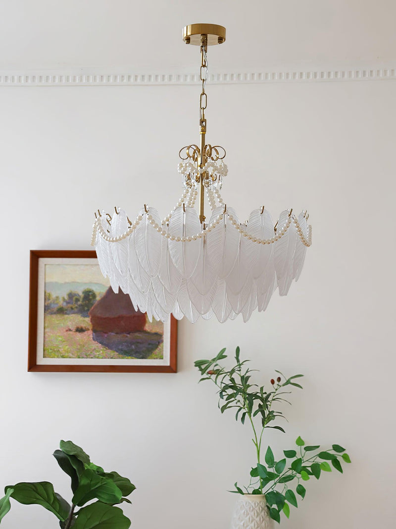 Contemporary Leaves Glass Chandelier