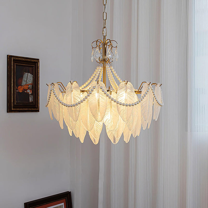 Contemporary Leaves Glass Chandelier