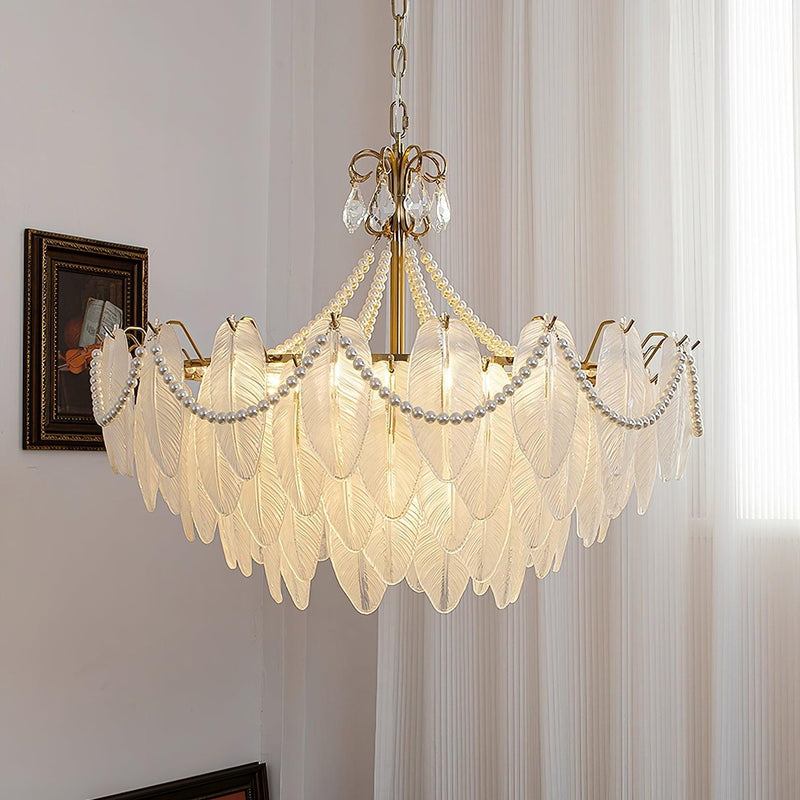 Contemporary Leaves Glass Chandelier