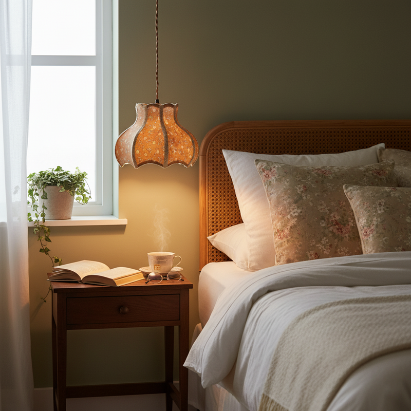 Cotton And Linen Shade Pendant Lamp 11.8"