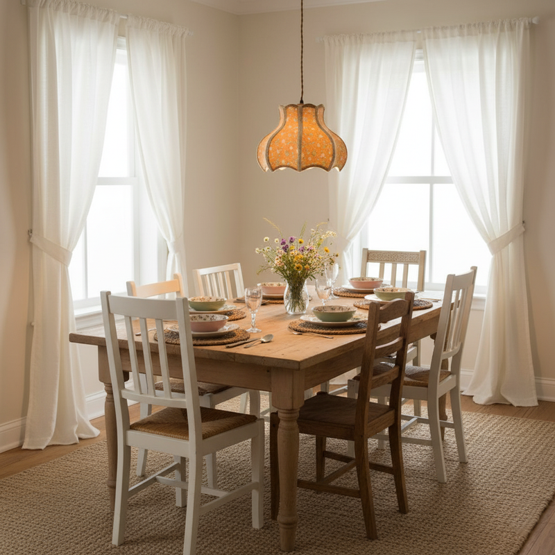 Cotton And Linen Shade Pendant Lamp 11.8"