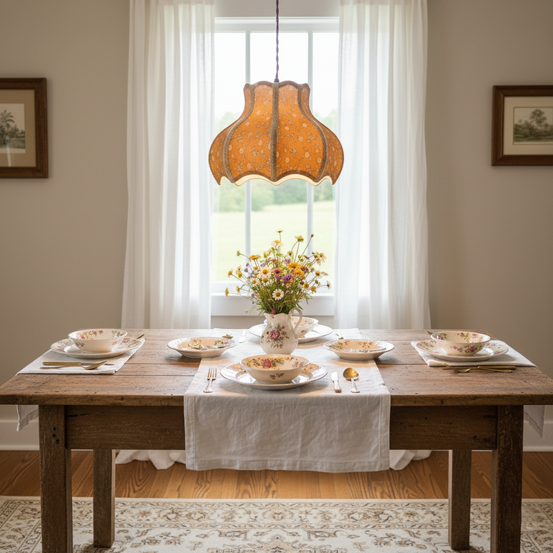 Cotton And Linen Shade Pendant Lamp 11.8"