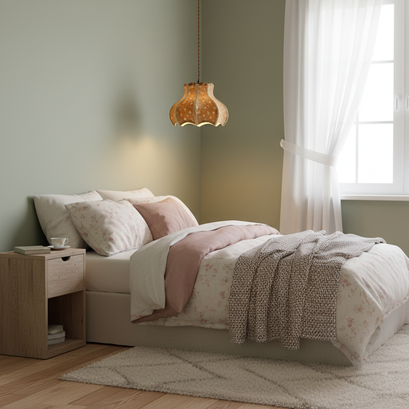 Cotton And Linen Shade Pendant Lamp 11.8"