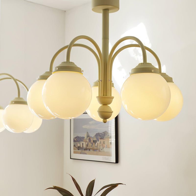 Cream Planet Glass Chandelier
