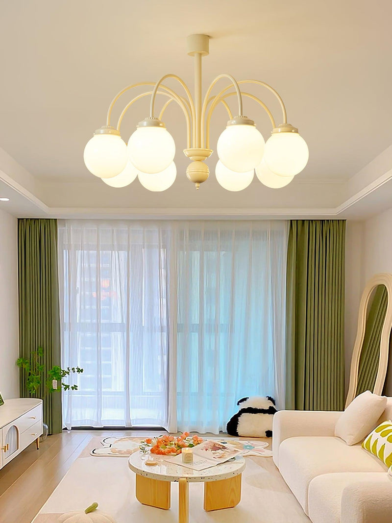 Cream Planet Glass Chandelier