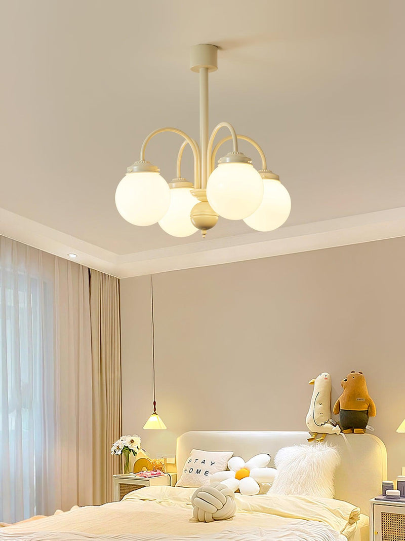 Cream Planet Glass Chandelier
