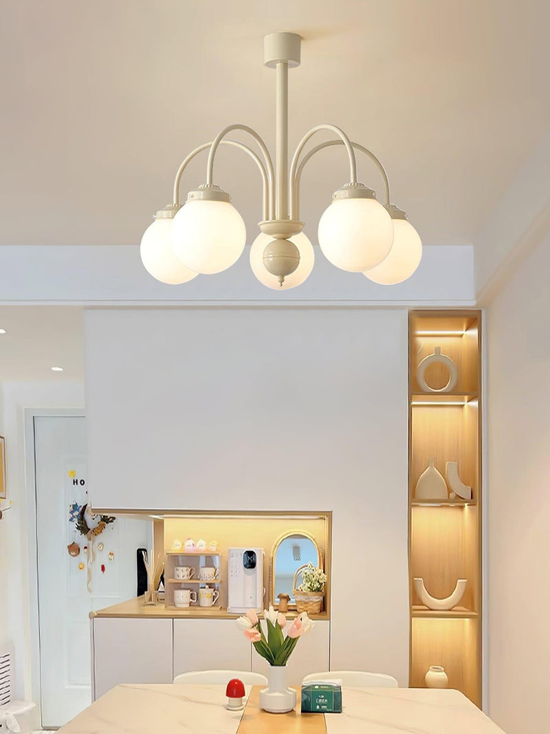 Cream Planet Glass Chandelier