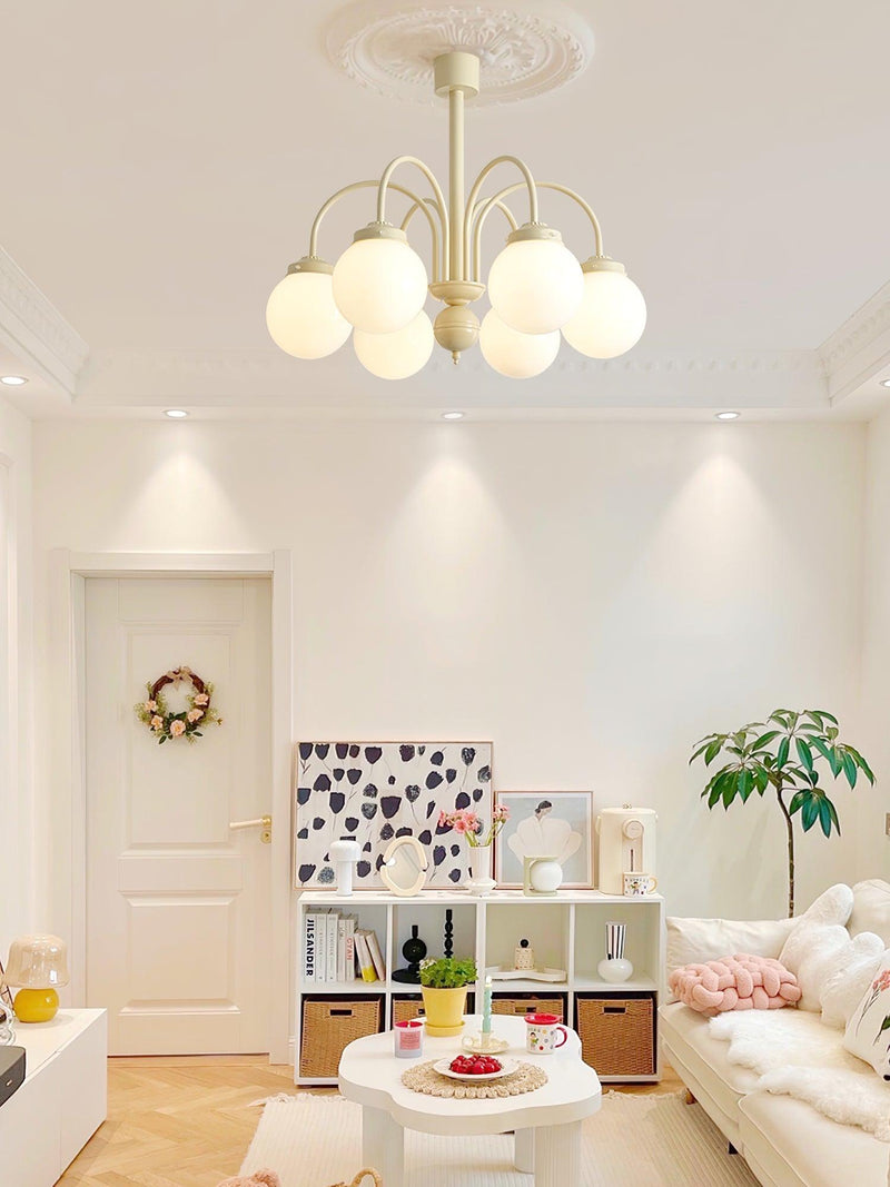 Cream Planet Glass Chandelier