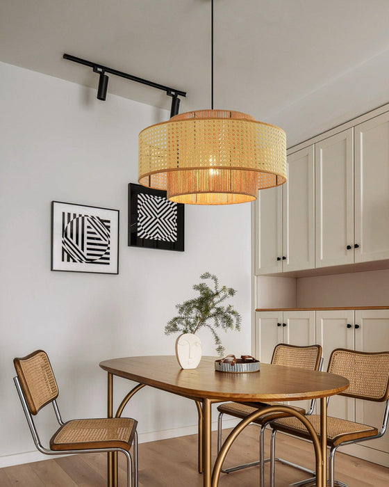 Cross Rattan Pendant Lamp 15.7"