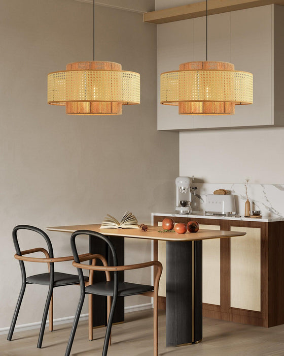 Cross Rattan Pendant Lamp 15.7"