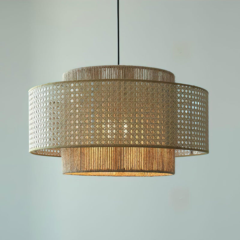 Cross Rattan Pendant Lamp 15.7"