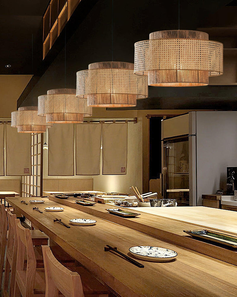 Cross Rattan Pendant Lamp 15.7"