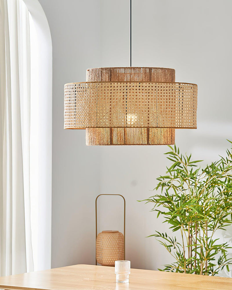 Cross Rattan Pendant Lamp 15.7"