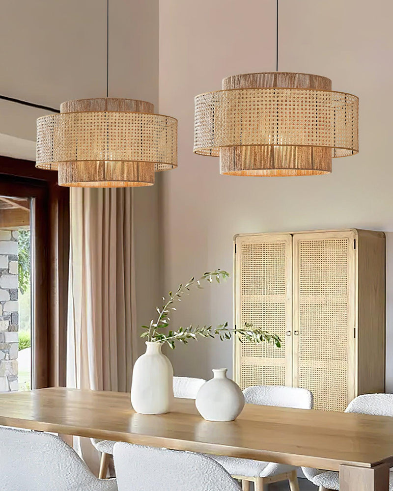 Cross Rattan Pendant Lamp 15.7"