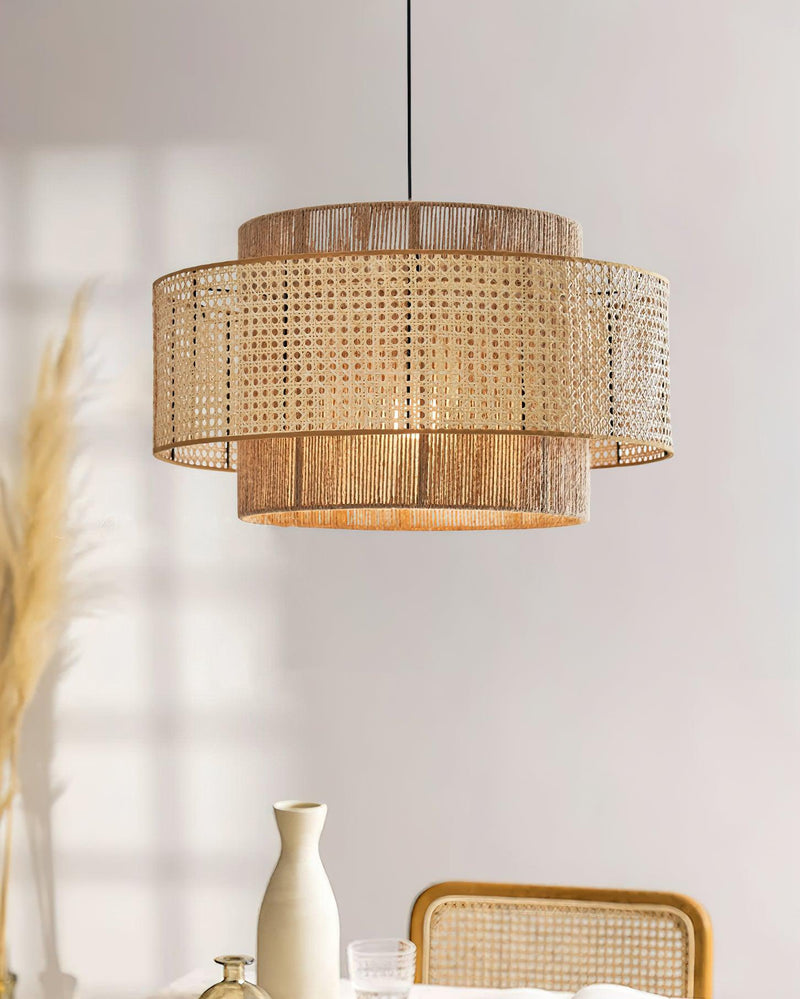 Cross Rattan Pendant Lamp 15.7"