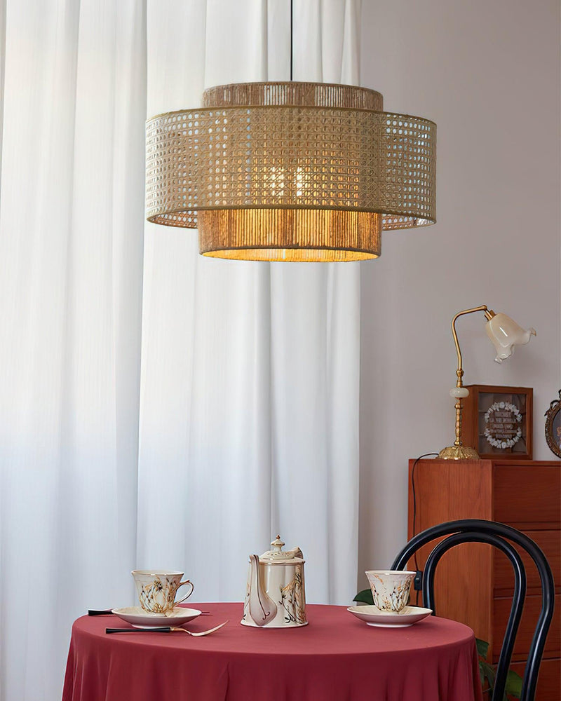 Cross Rattan Pendant Lamp 15.7"