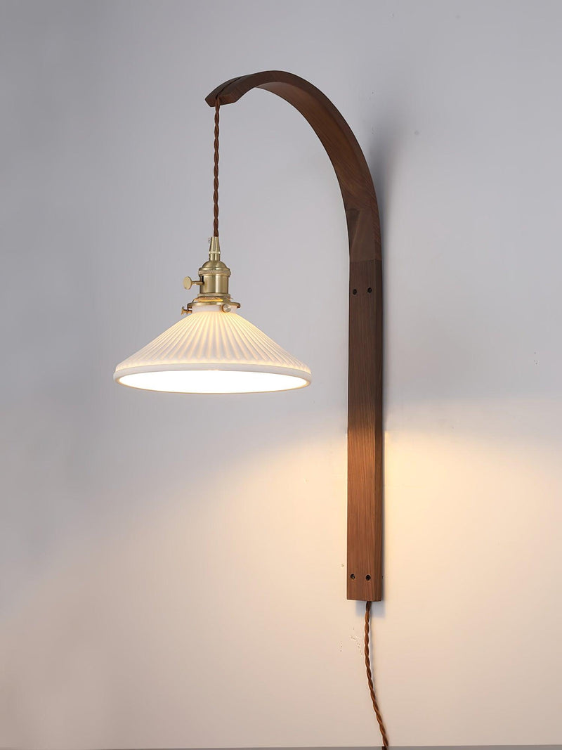 Curved Walnut Ceramic Wall Light