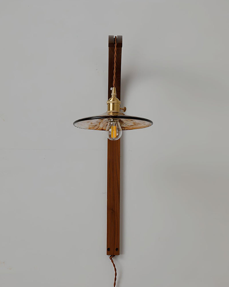 Curved Walnut Ceramic Wall Light