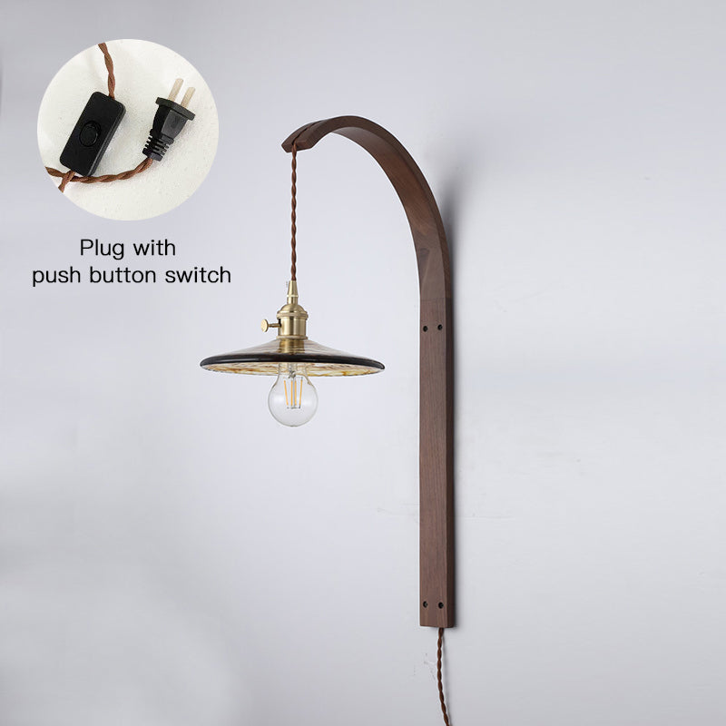 Curved Walnut Ceramic Wall Light