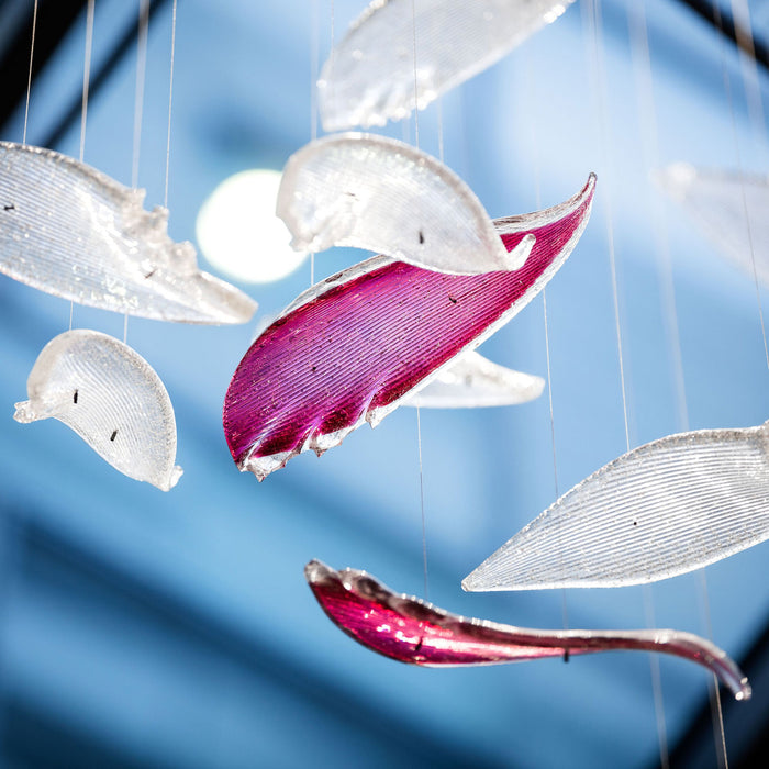 DIY Flying Glass Feather Chandelier