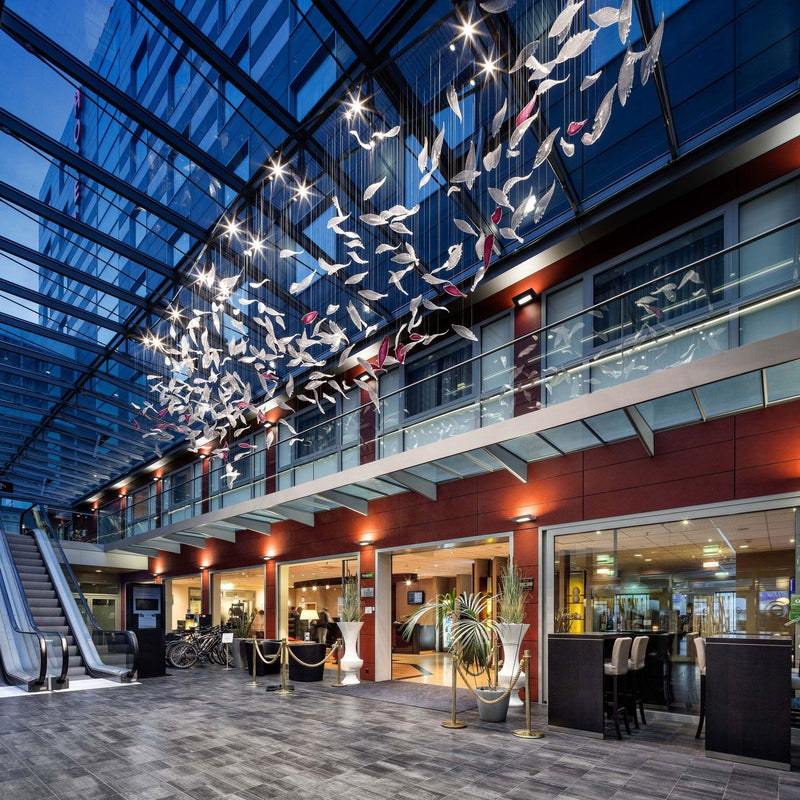 DIY Flying Glass Feather Chandelier