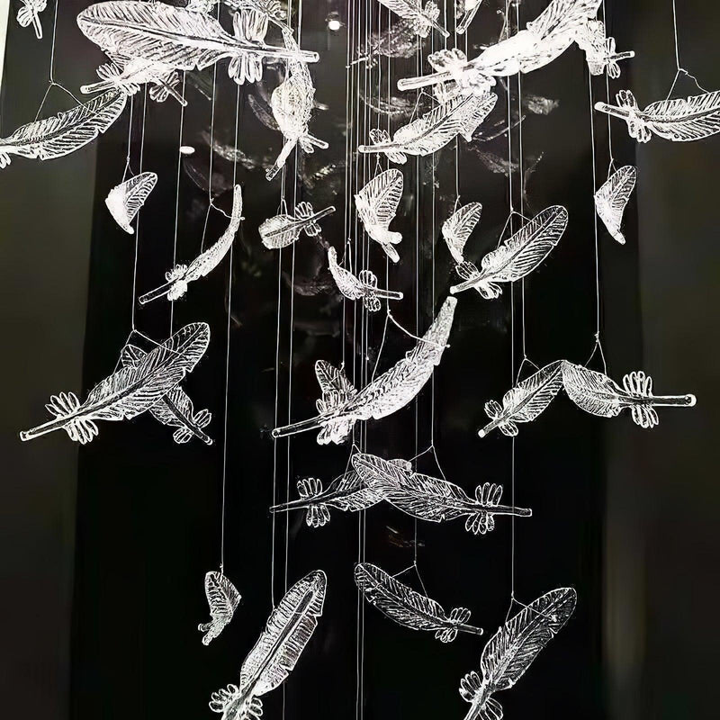 DIY Glass Feathers Chandelier