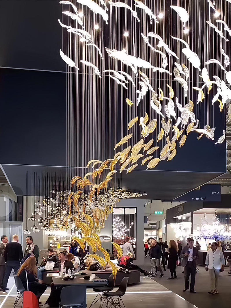 DIY Glass Feathers Chandelier