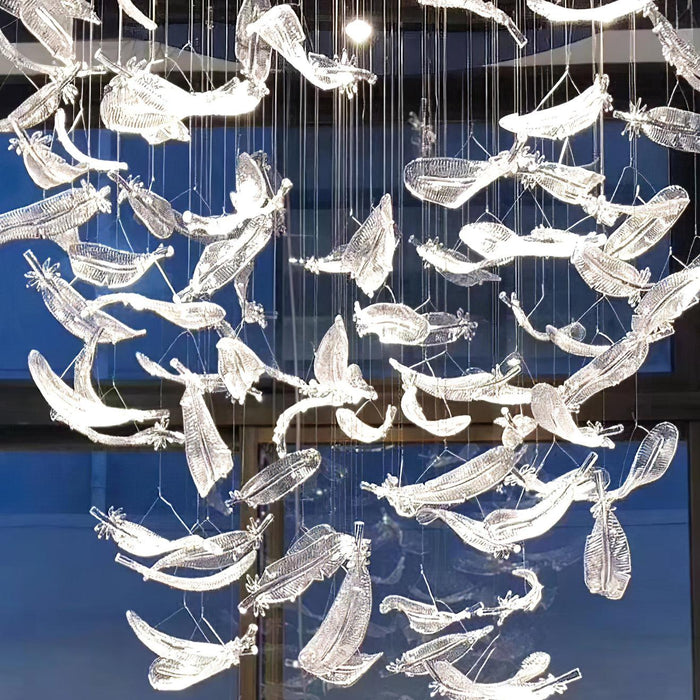DIY Glass Feathers Chandelier