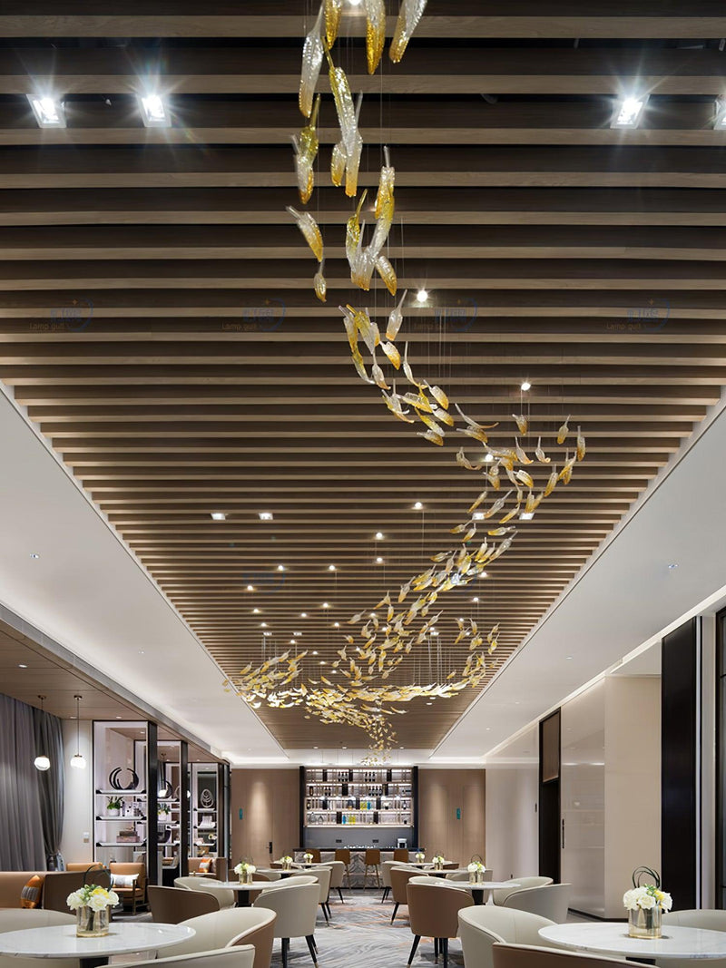 DIY Glass Feathers Chandelier