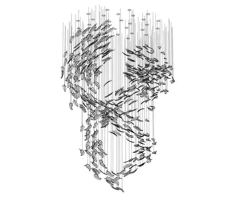 DIY Glass Feathers Chandelier