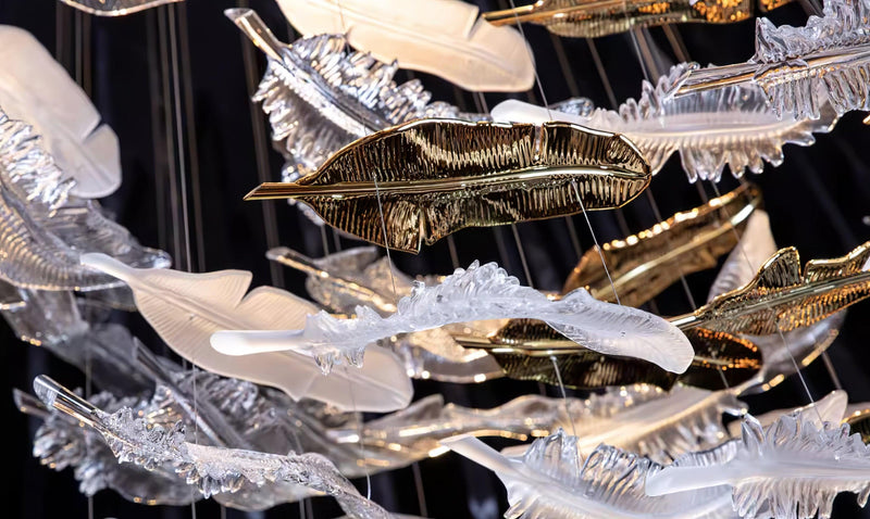 DIY Glass Feathers Chandelier