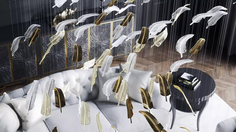 DIY Glass Feathers Chandelier