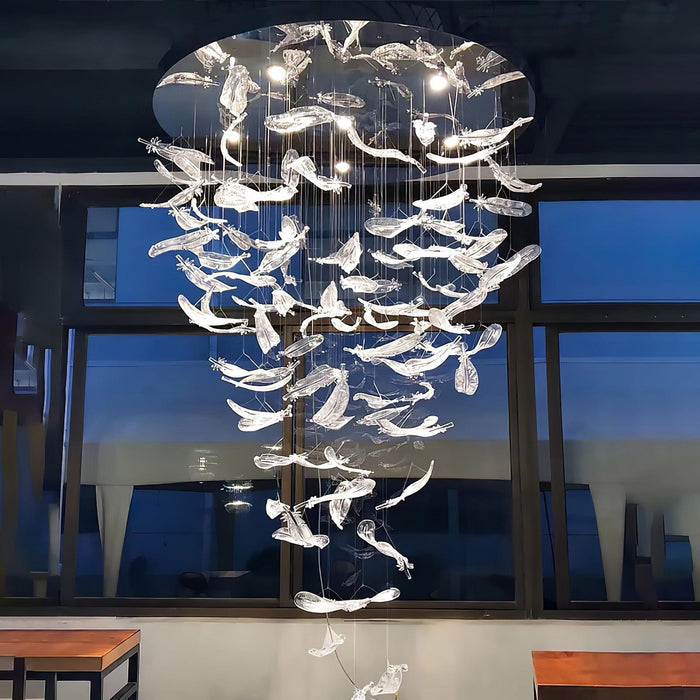 DIY Glass Feathers Chandelier