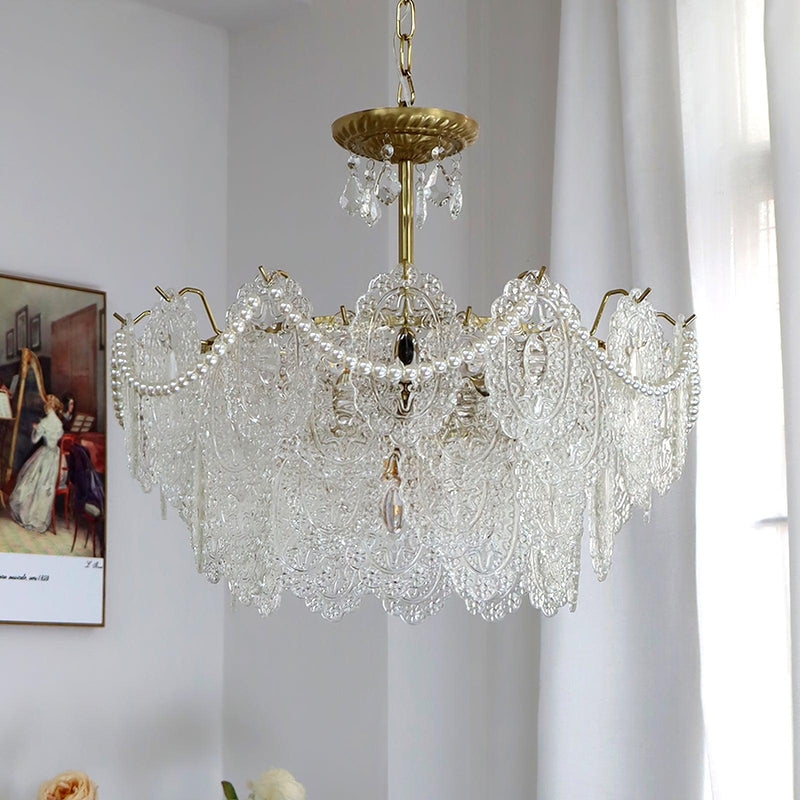 Embossed Pearls Crystal Chandelier