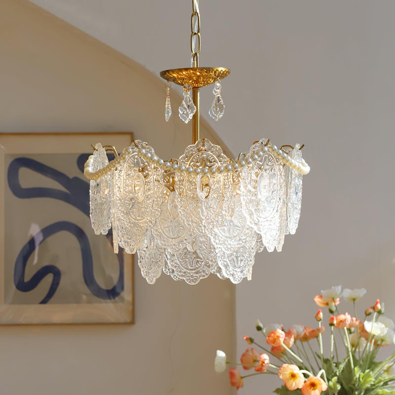 Embossed Pearls Crystal Chandelier