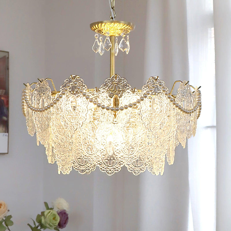 Embossed Pearls Crystal Chandelier