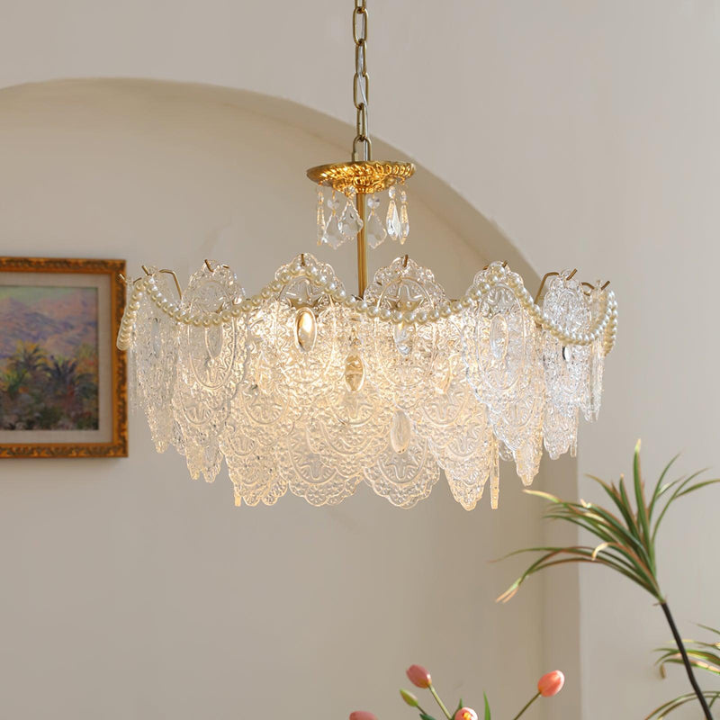 Embossed Pearls Crystal Chandelier
